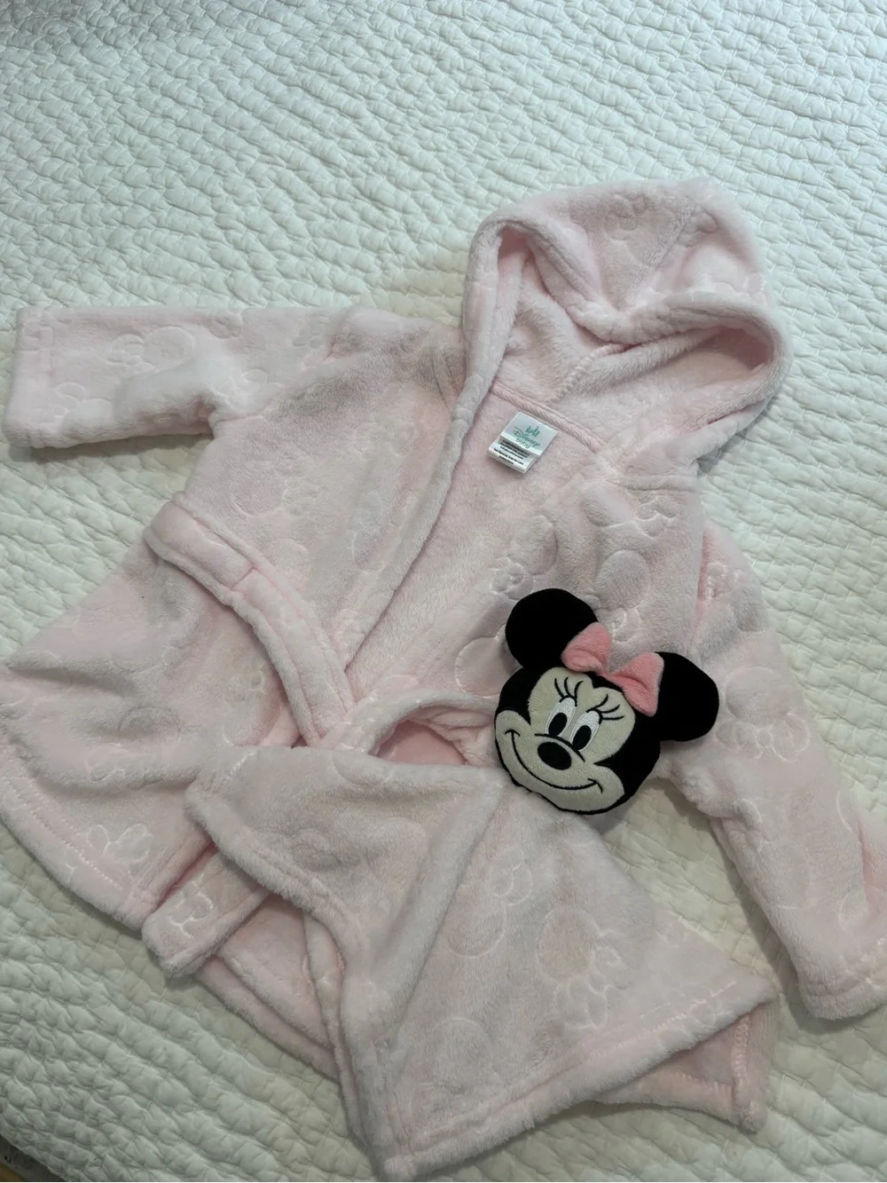 Disney Minnie Mouse Pink and Black Plush Lovey Comforter for around 6-12 m
